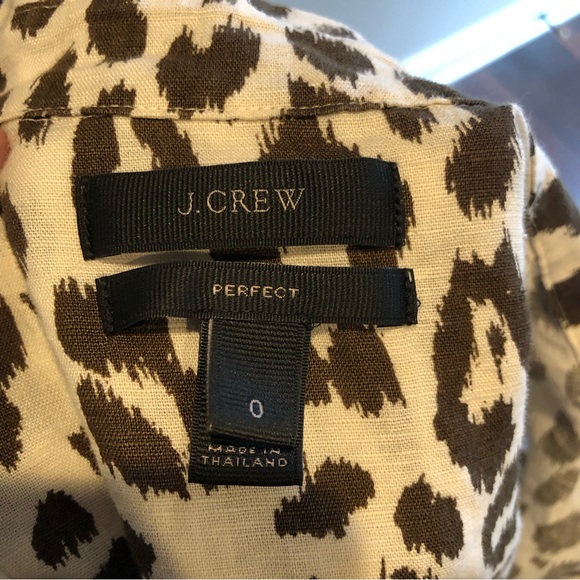 J. Crew Perfect Fit Button Down in Ivory with Brown Leopard Print - 0 - Picture 2 of 6